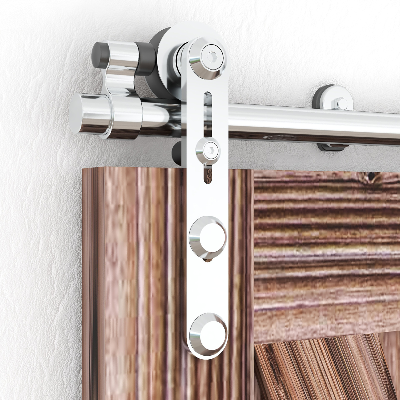 CCJH 4FT-20FT Stainless Steel Sliding Barn Door Hardware Kit for 1/2 Wooden Door