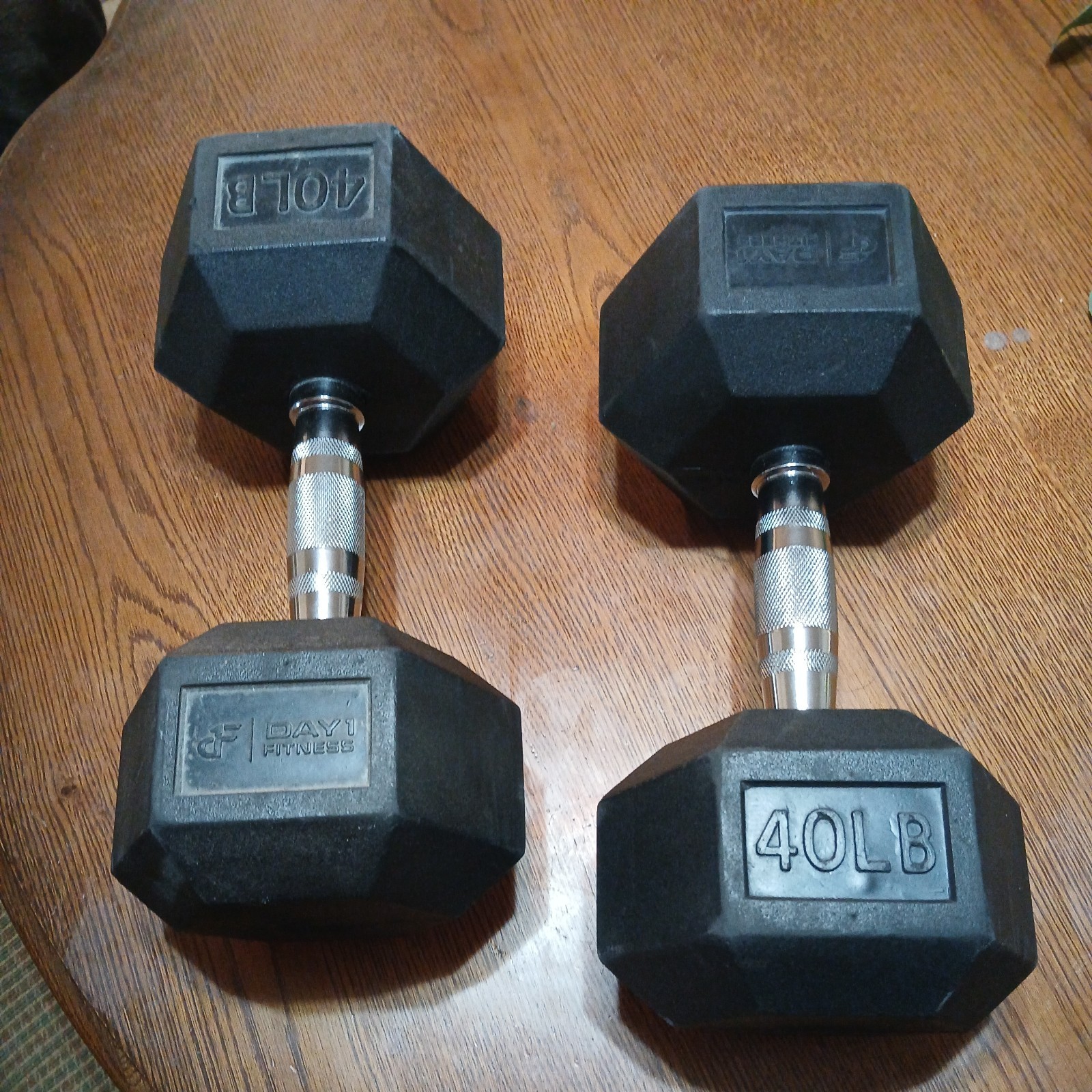 BalanceFrom Rubber Encased Hex Dumbbells, 40 lbs Pair, Black