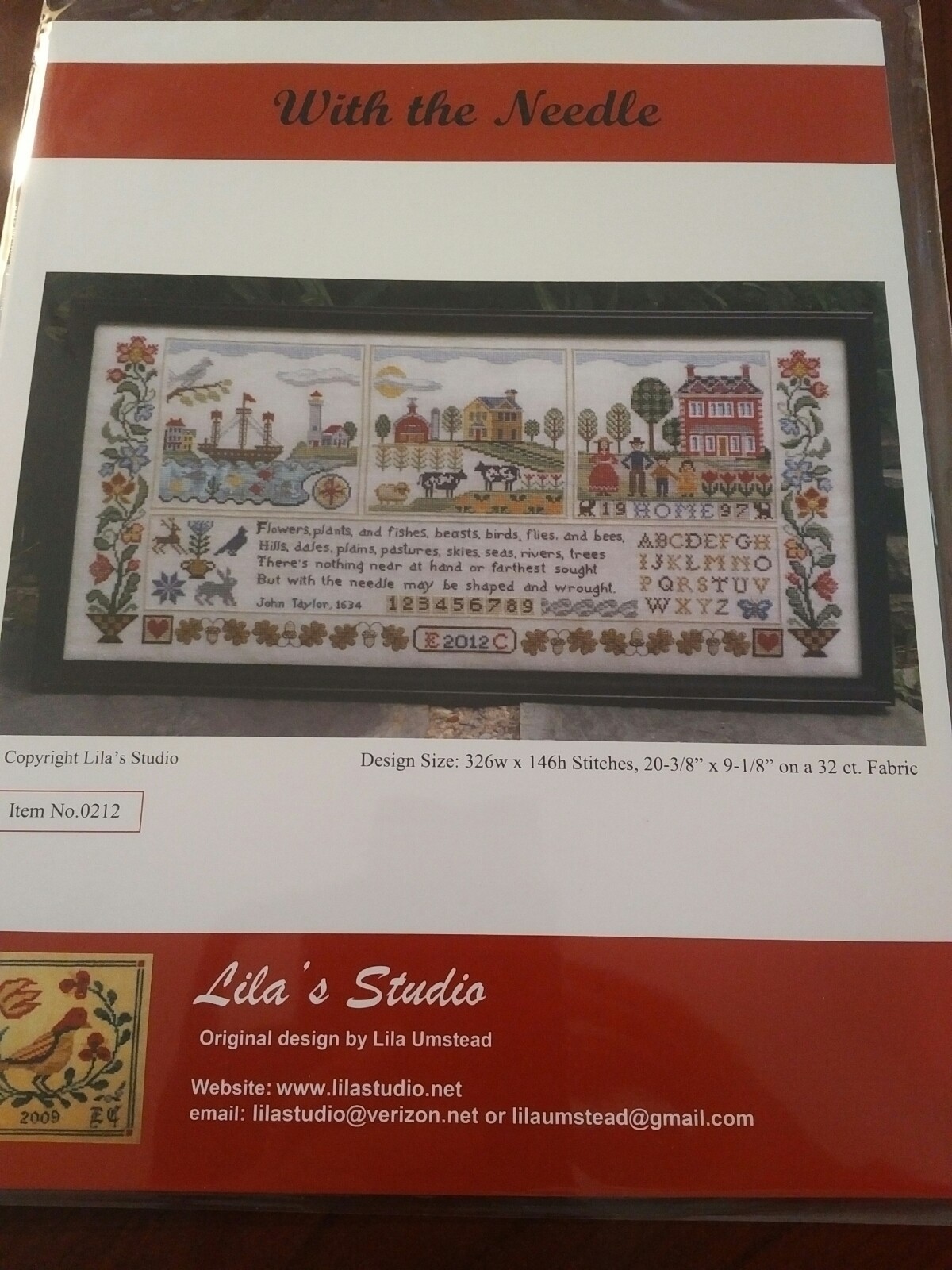 WITH THE NEEDLE CROSS STITCH SAMPLER CHART LILA'S STUDIO