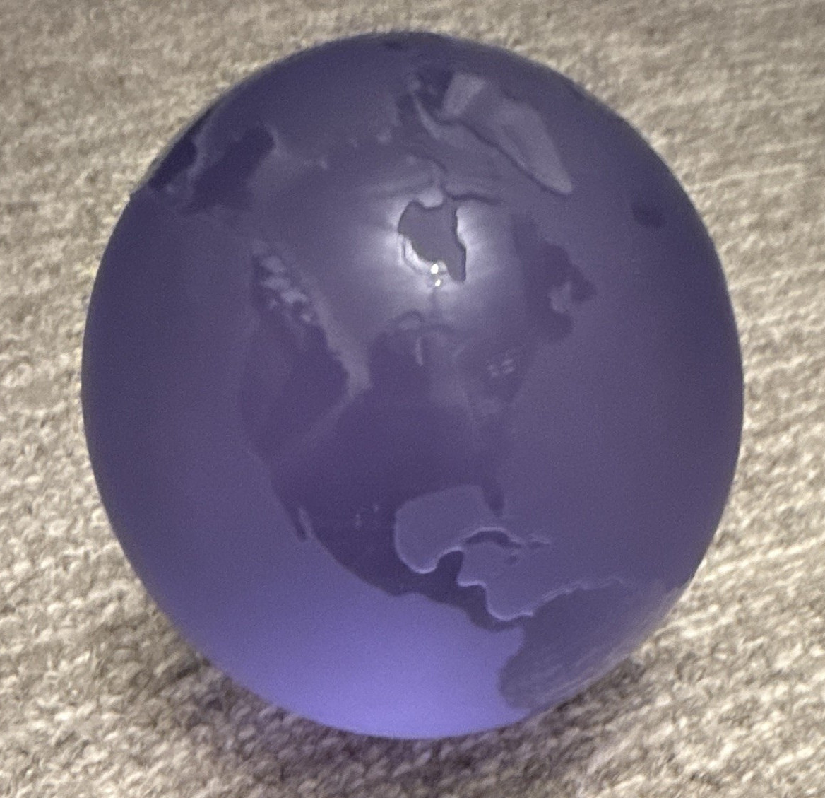 Purple Frosted Glass Globe Paperweight Decorative Sphere, Free Standing