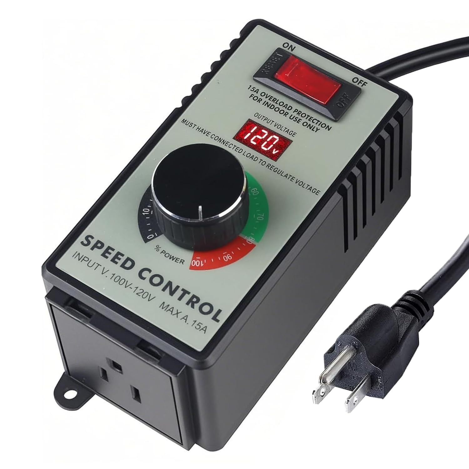 120V AC Motor Speed Controller 15A Variable Speed Control for Brushed Motors