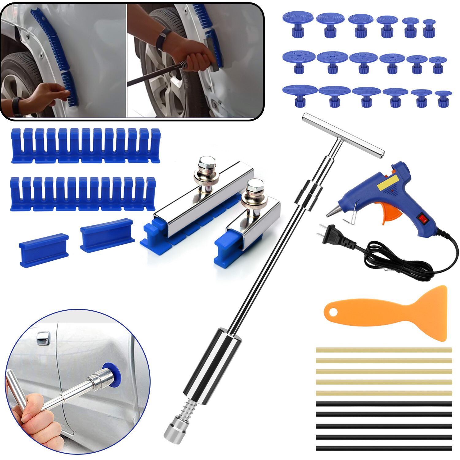 Car Paintless Dent Repair Dint Hail Damage Remover Dent Puller Glue Gun Kit USA