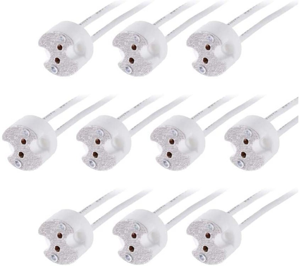 10pcs MR16,GU5.3,G4 MR11 Bi-Pin Socket Base Ceramic, Wire 5.9" US stock N447