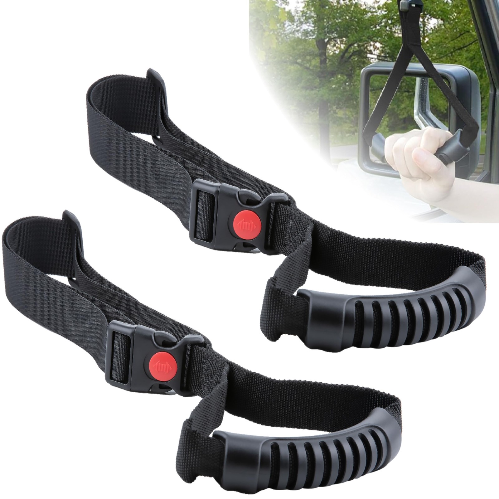 2 Pcs Car Adjustable Grab Handles Black Interior Assist Handle Accessories