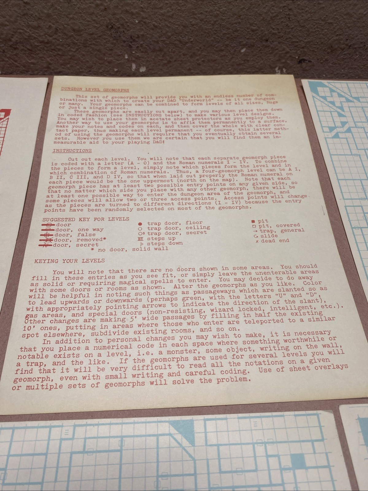 DUNGEON GEOMORPHS Set One: Basic Dungeon 1976 Lizard Logo D&D NM++! (🔥RARE🔥)