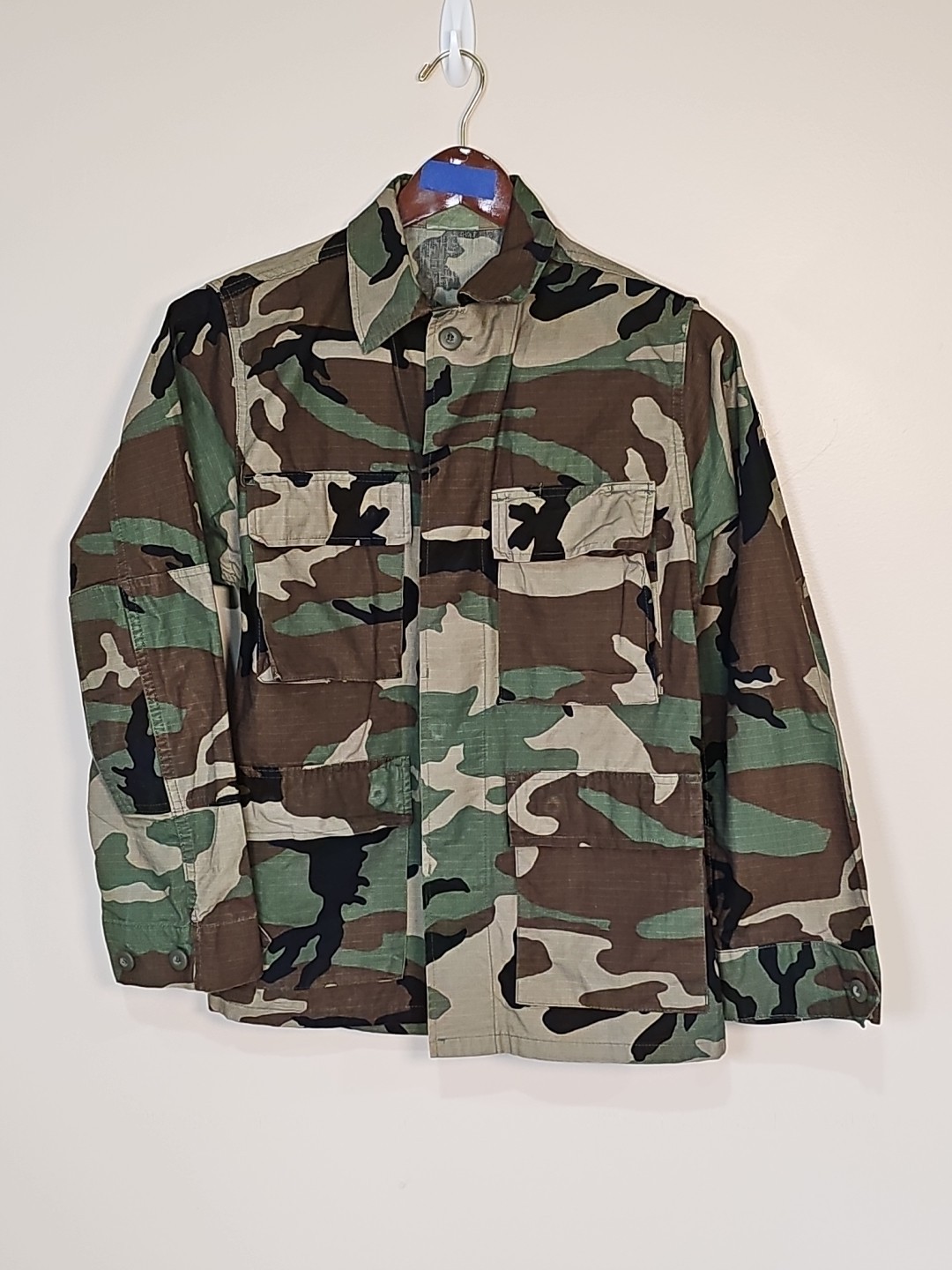 Army Jacket Female Size Extra Small Camouflage Long Sleeve Multiple Pockets