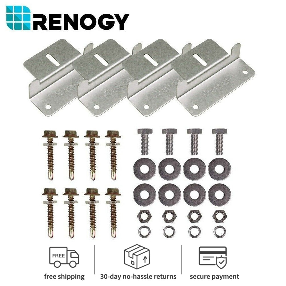 Renogy Solar Panel Mounts Z Brackets One Set for Mounting Solar Panel Flat Roof