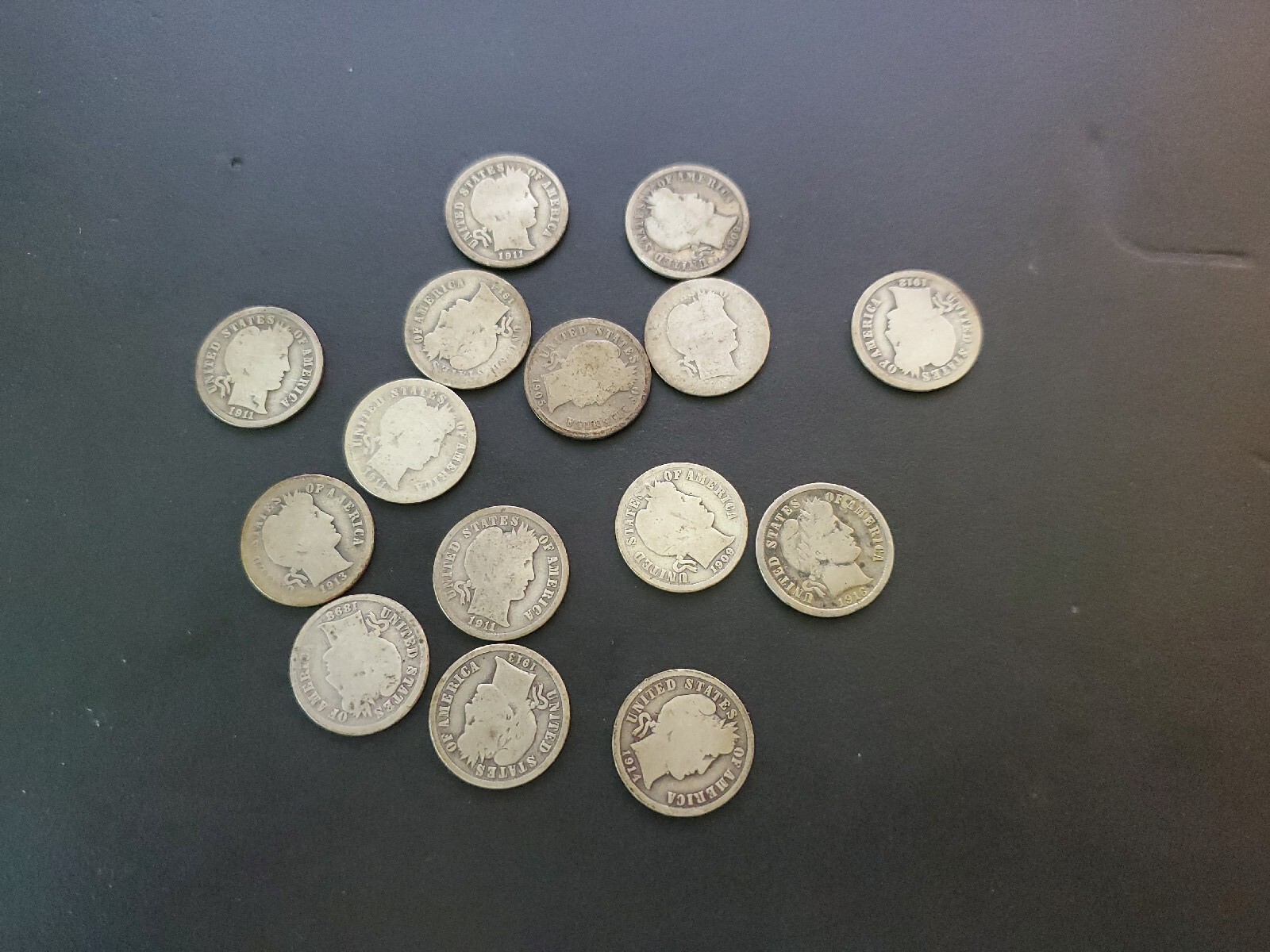 Lot of 15 Liberty Head Barber Dimes Lot