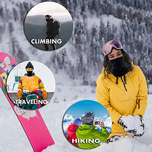 2 Pack Winter Neck Warmer Gaiter Ski Fleece Warm Windproof Face 2pcs Black+grey