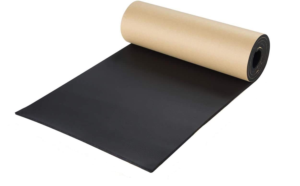 NATGAI Sponge Neoprene with Adhesive 1/4” Thick X 12” Wide X 54” Long, Black