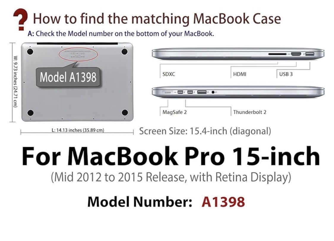 UESWILL Smooth Matte Hard Case Cover Compatible with (Mid 2012-Mid 2015) Macbook