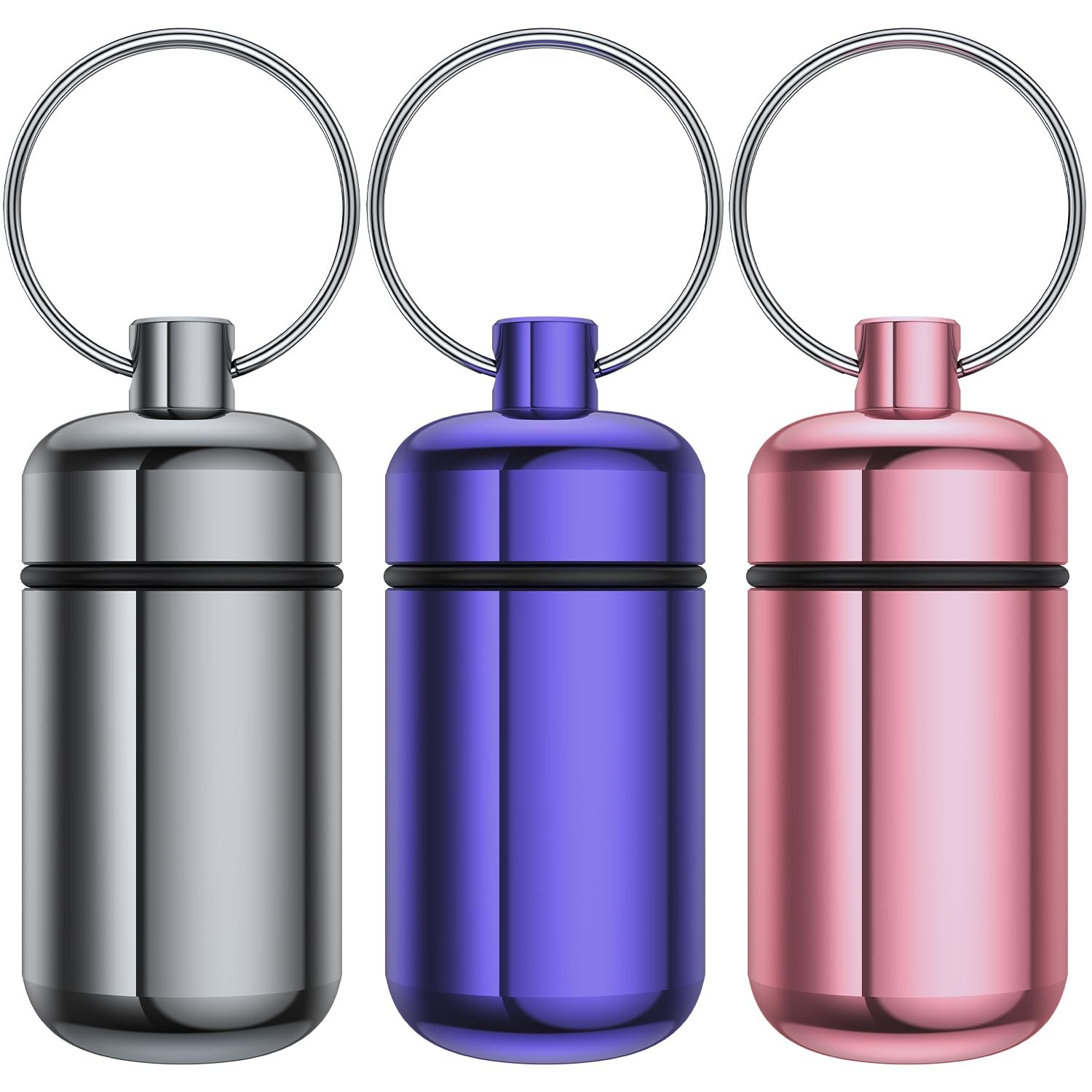 3 Pack Small Pill Box, Airtight Aluminum Alloy Pill Organizer Travel Pill Cas...