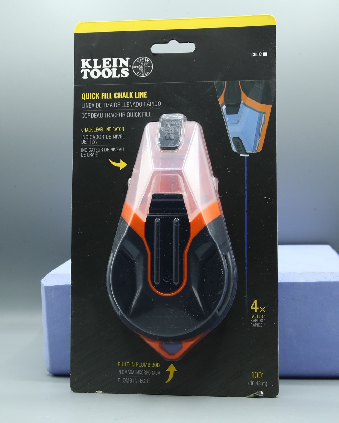 Klein Tools CHLK100 Quick Fill Chalk Line With Built-in Plumb Bob