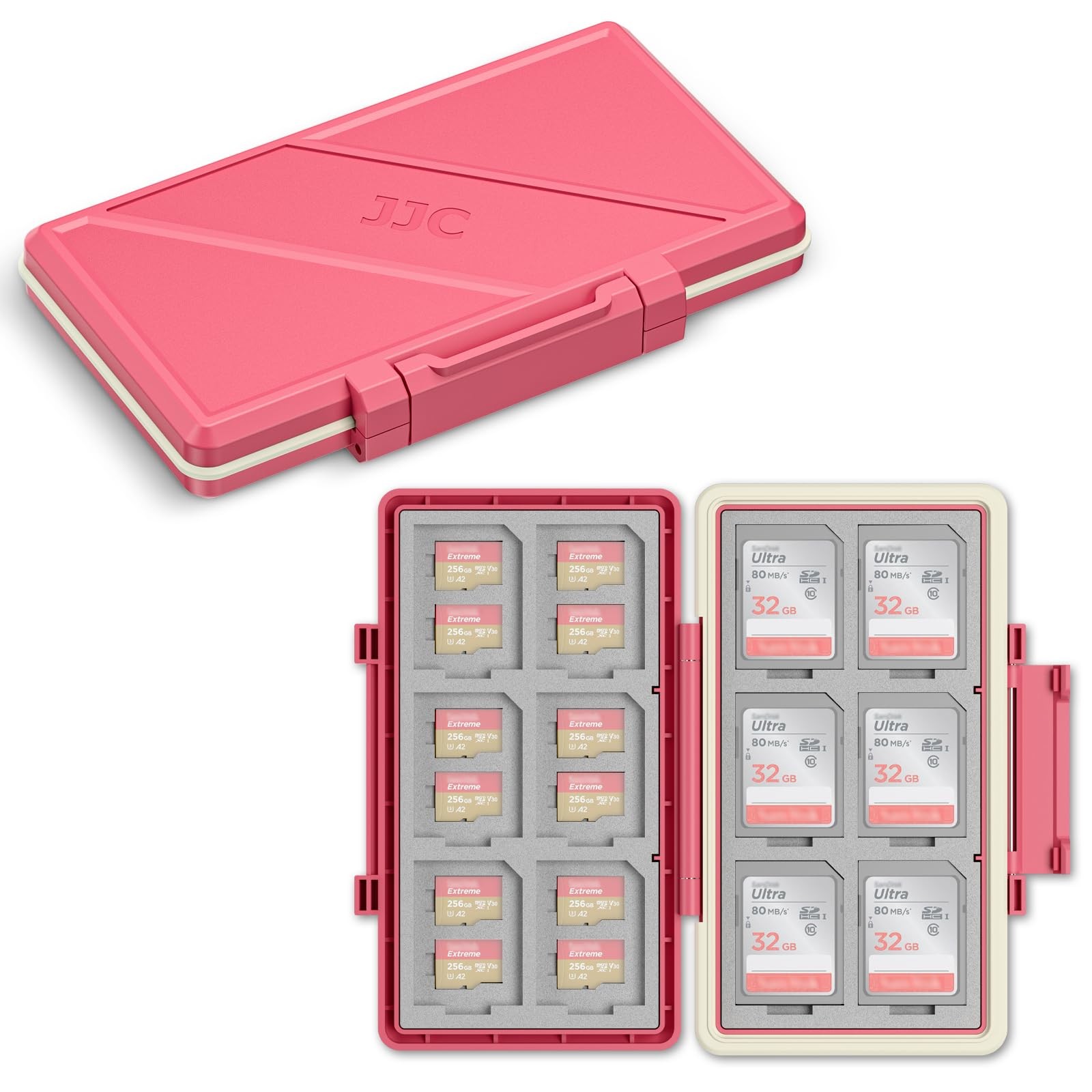 Hot Pink 36 Slots Memory Card Case Water-Resistant Anti-Shock Memory Card Wallet