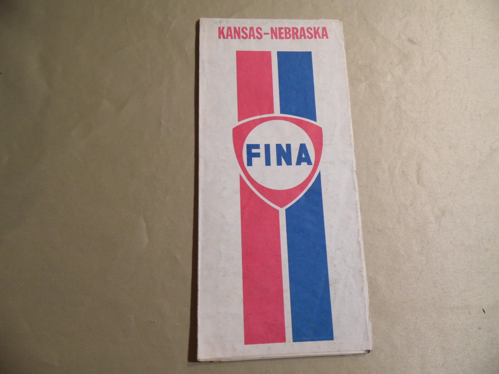 Kansas - Nebraska Map by Fina / Circa 1974 / Free Domestic Shipping