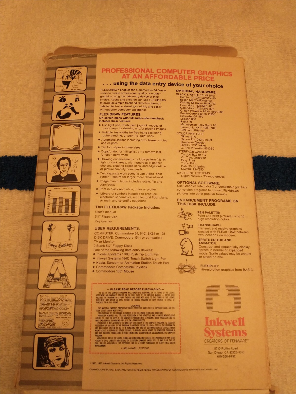 Flexidraw 5.5 1987 Commodore 64/128 Computer Inkwell Software Disk COMPLETE