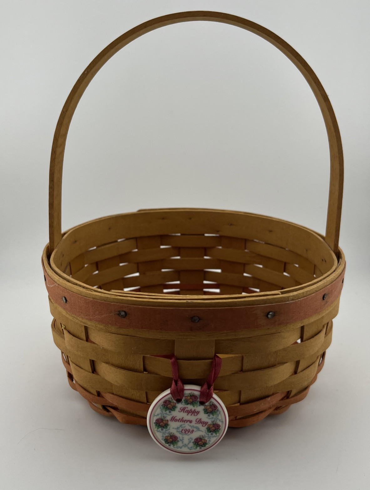 1998 Mother's Day Longaberger Basket With Hanging Charm EUC!