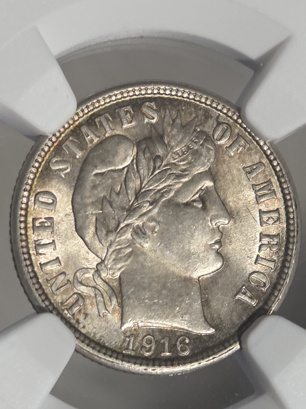 1916 Barber Dime 10c NGC M63 Toned