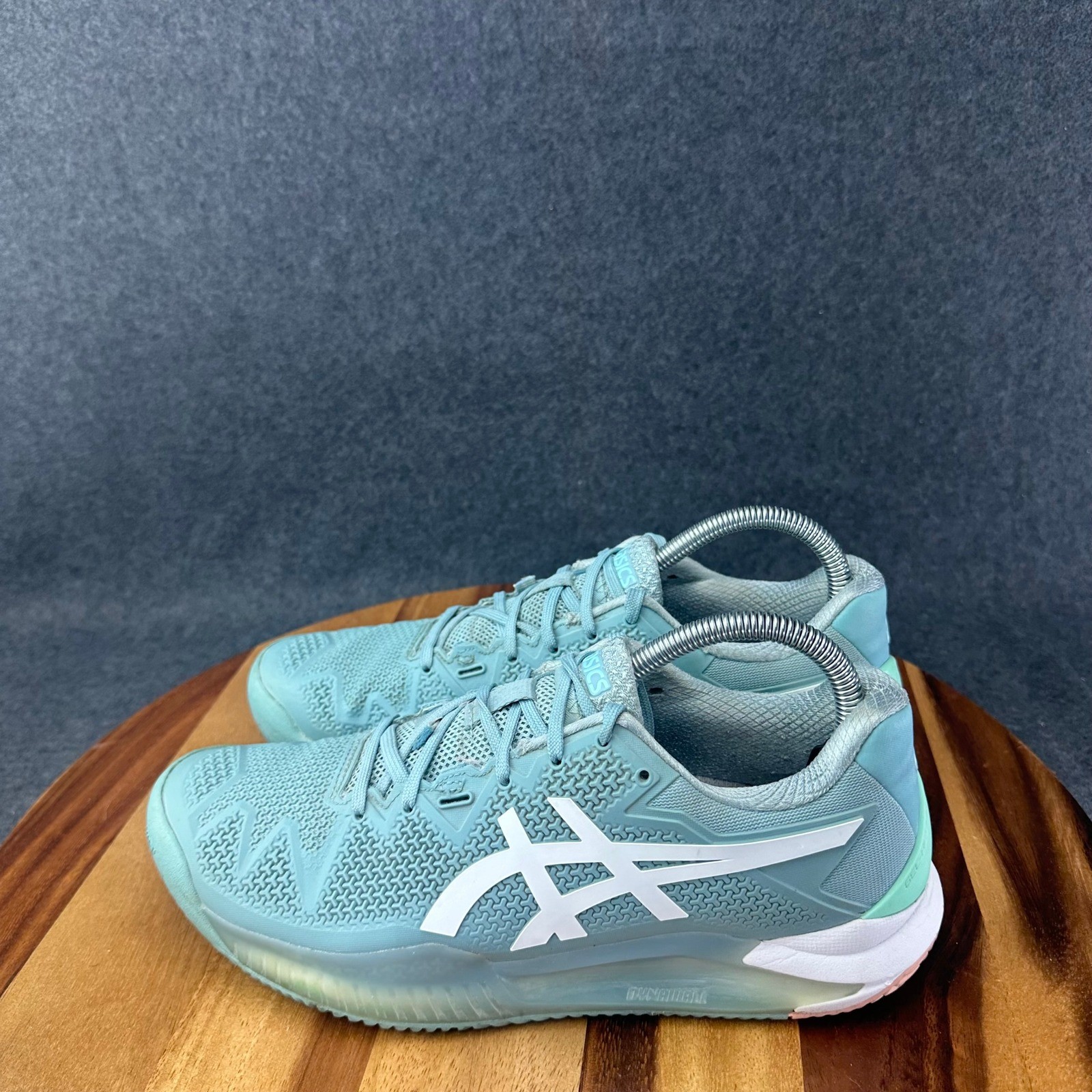 Asics Gel-Resolution 8 Clay Womens Tennis Shoes Green 1042A072 Sneakers Sz 8.5