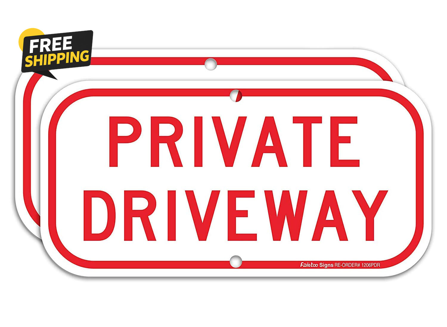 (2 Pack) Private Driveway Sign, .40 Rust Free Aluminum 12 X 6 Inches