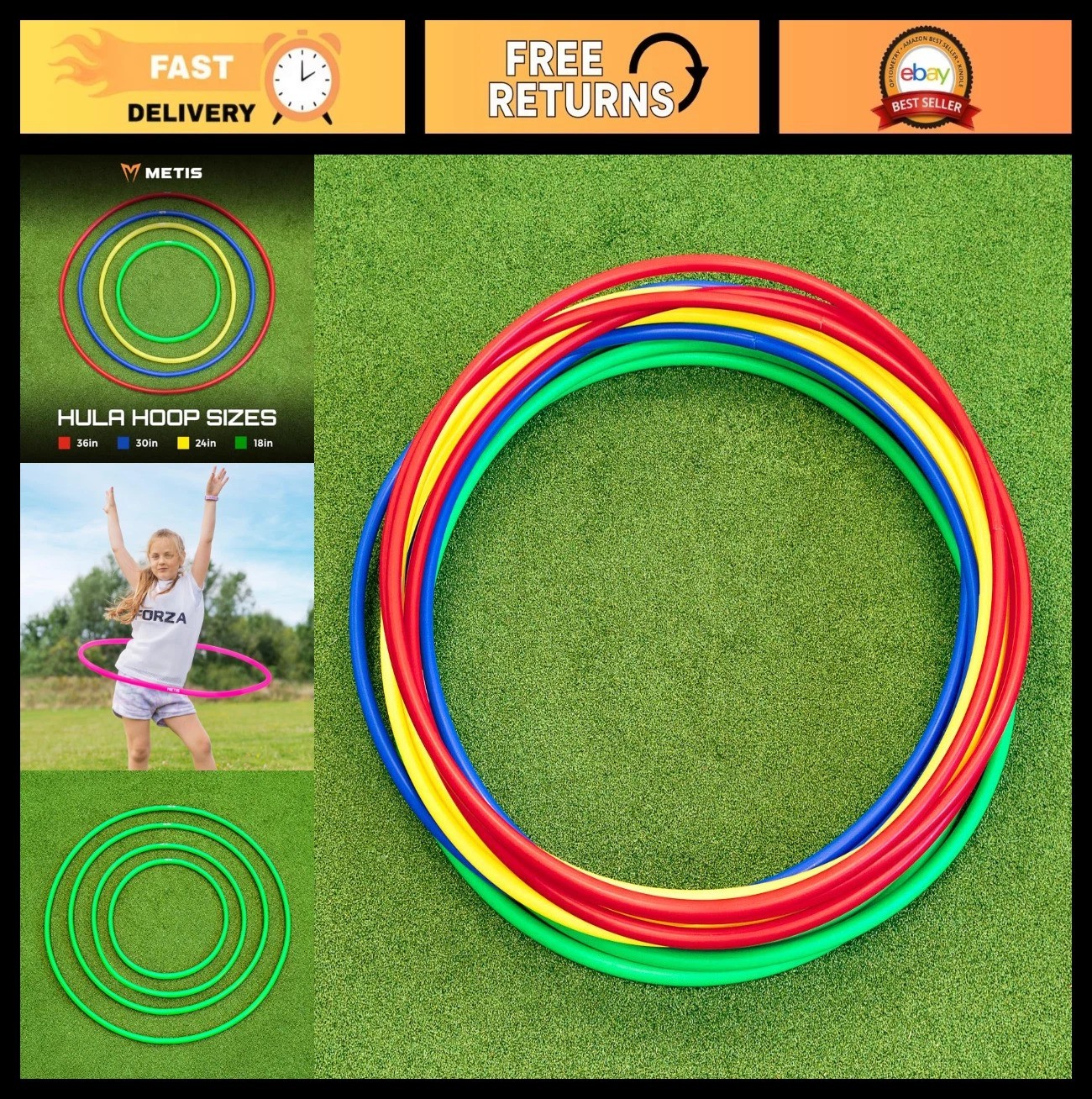 Hula Hoops Set of 6 or 12 | Fitness, Exercise, Gym, Kids, Adults, Dog Agility -
