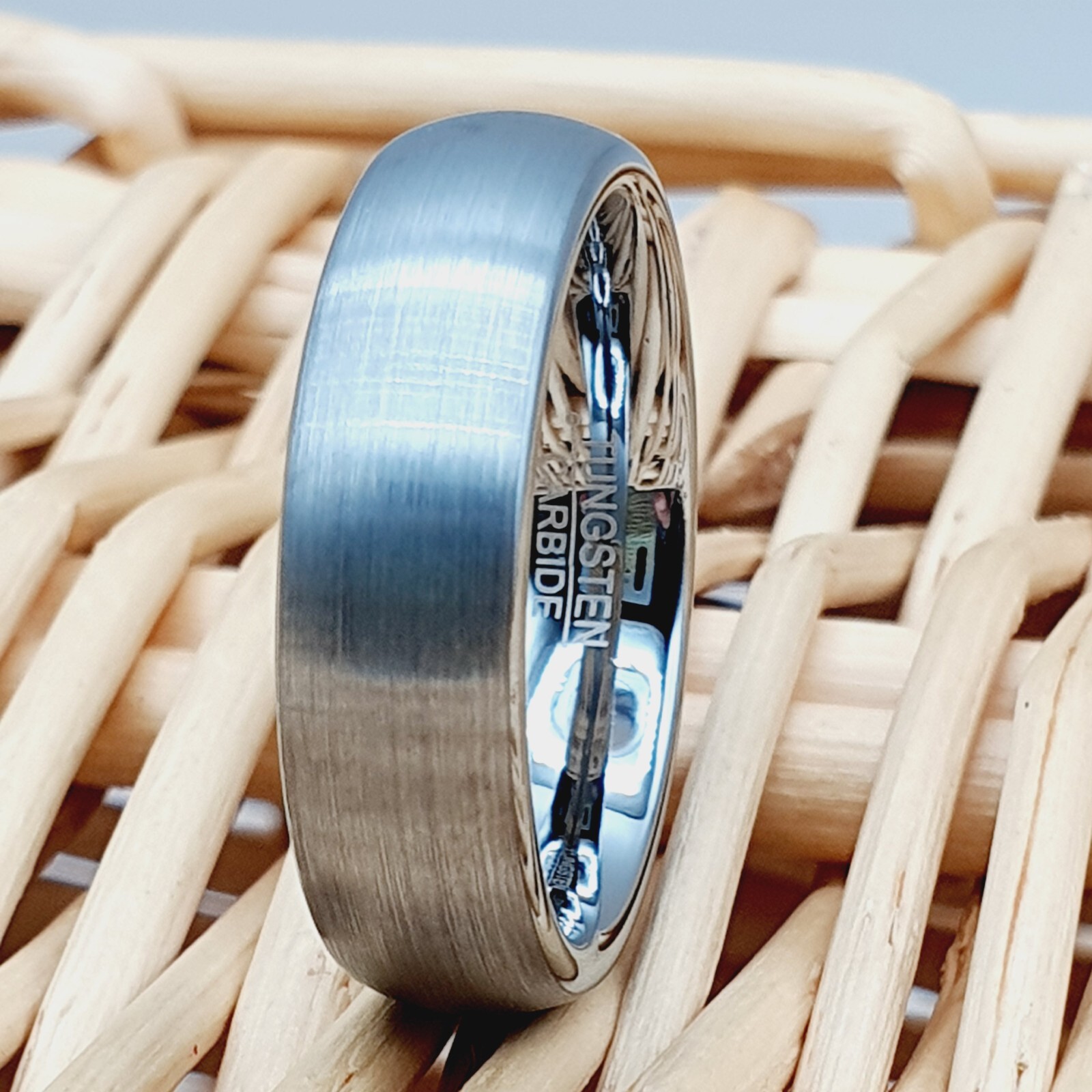 Men’s and Women’s Personalized Wedding Band, Silver Tungsten Comfort-Fit Ring