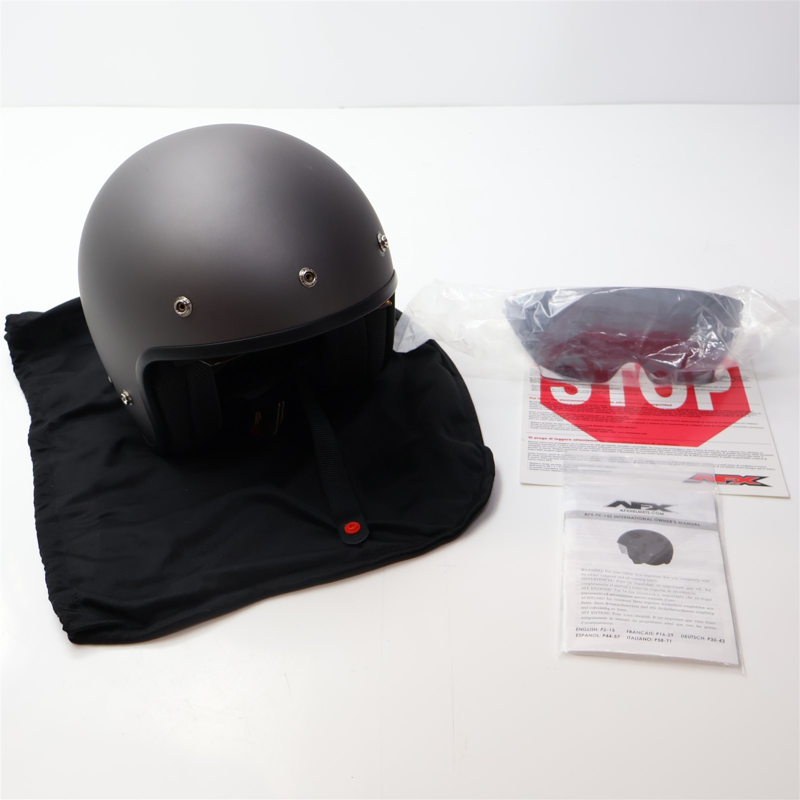 AFX FX-142 Open Face Helmet LARGE Frost Grey 0104-2605