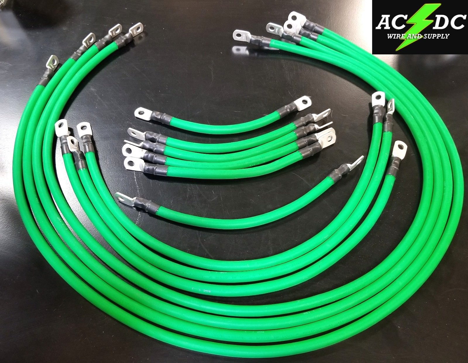 # 4 Awg HD Golf Cart Battery Cable 13 pc GREEN TXT E-Z-GO Set U.S.A MADE