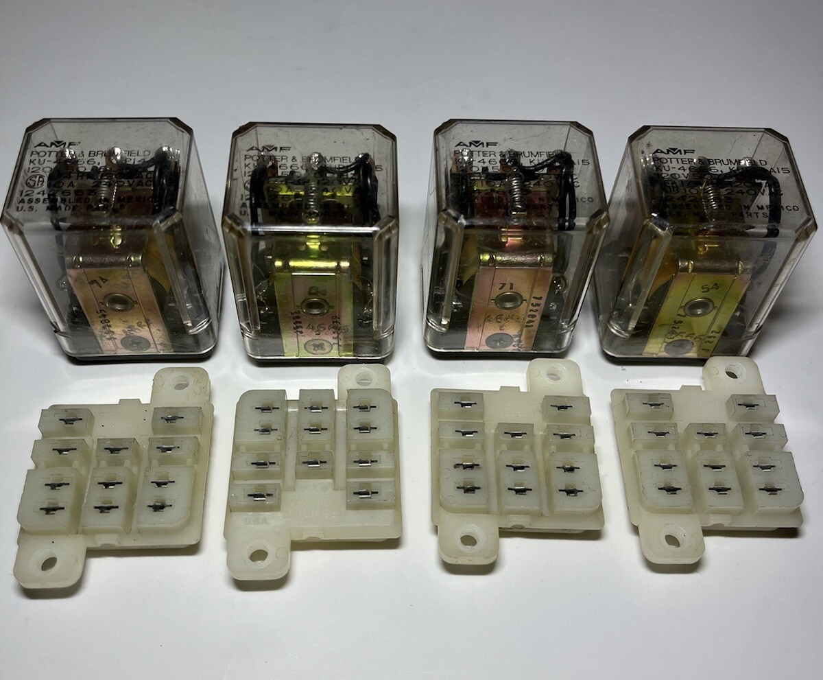 4 POTTER & BRUMFIELD 11 Pin Relays 10A KUP-14A15 120V 50-60Hz 1/4HP & Sockets