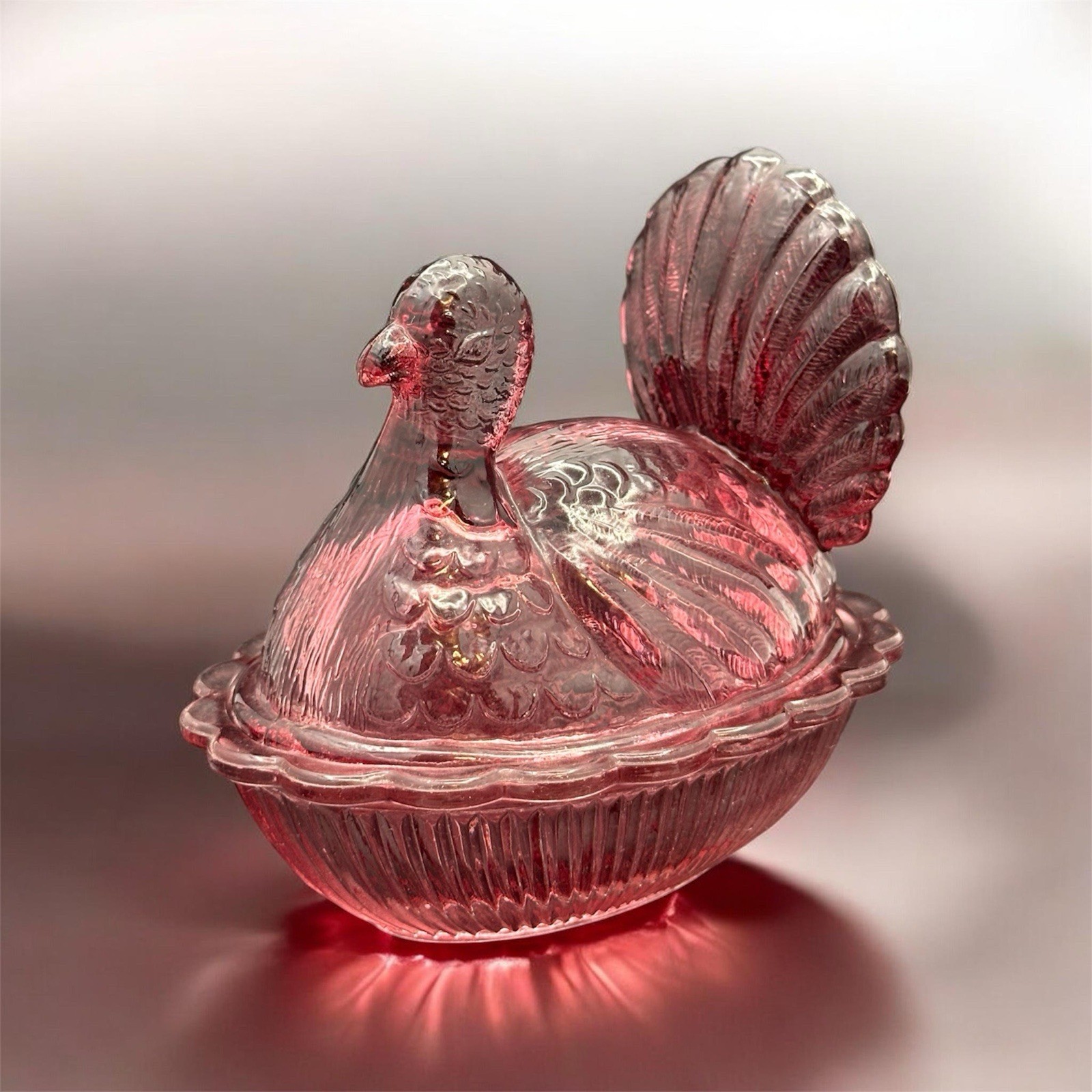 Interior Accents Dark Pink Turkey on Nest Turkey Box Thanksgiving Collection Vtg