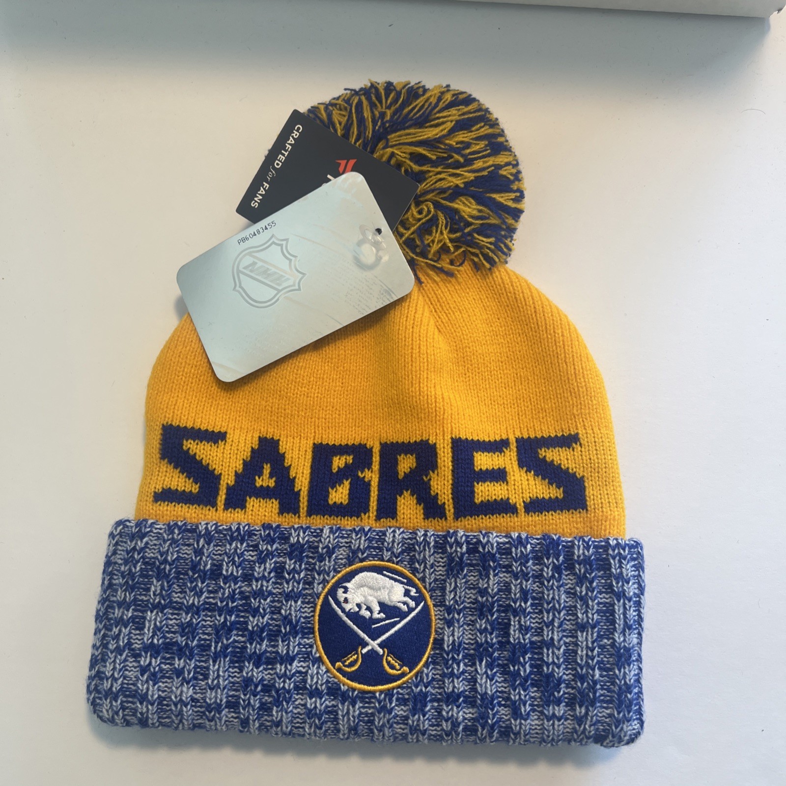 Buffalo Sabres NHL Fan Weave Knit Beanie Pom Pom Winter Hat by Fanatics