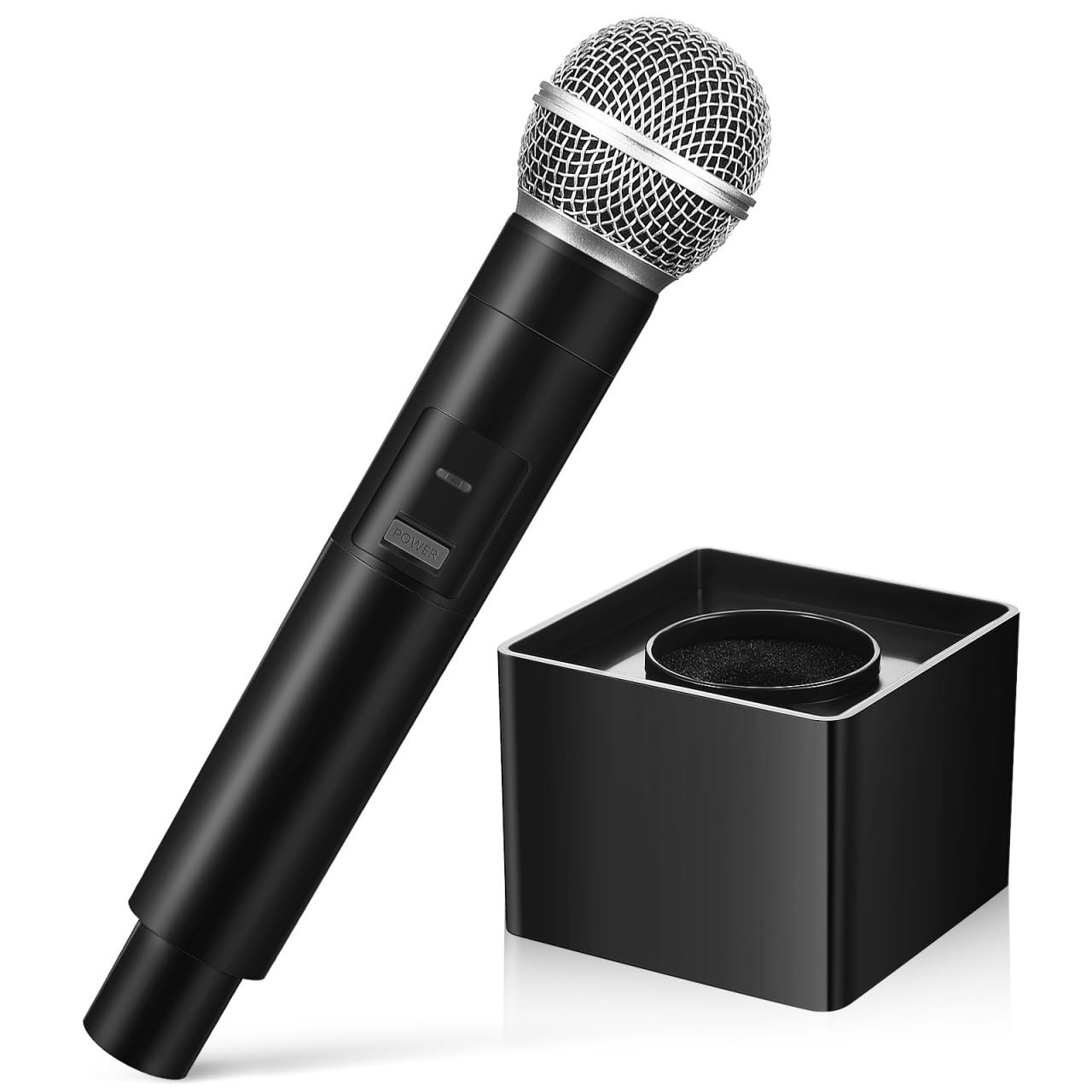 ibasenice Prop Fake Microphone Toy with Square Flag Station Black
