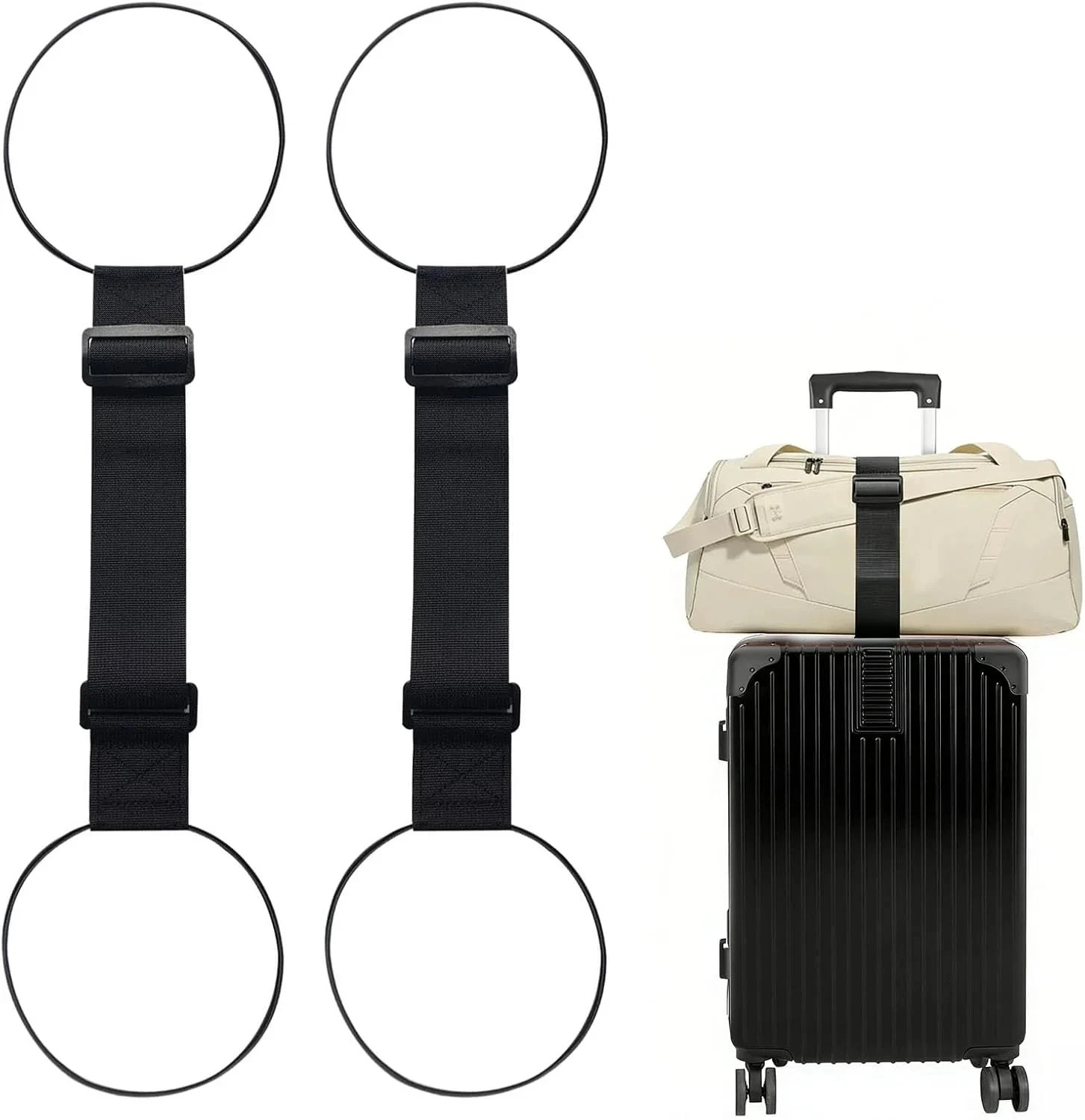 2 Pack Luggage Straps for Suitcases, TSA Approved Adjustable Connector Straps to