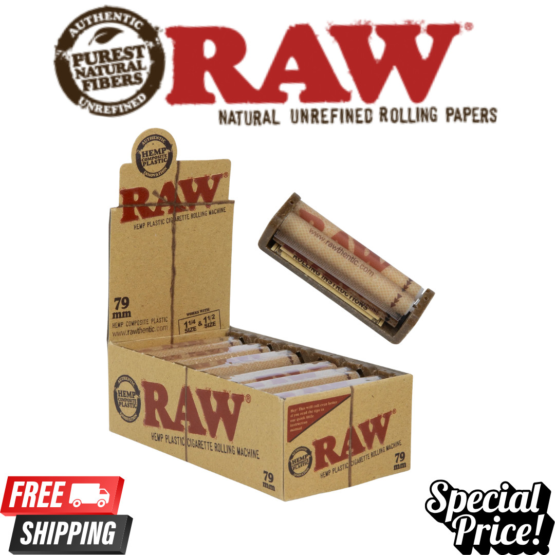 RAW Authentic Composite Plastic Cigarette Rolling Machine 79mm Full Box 12 count