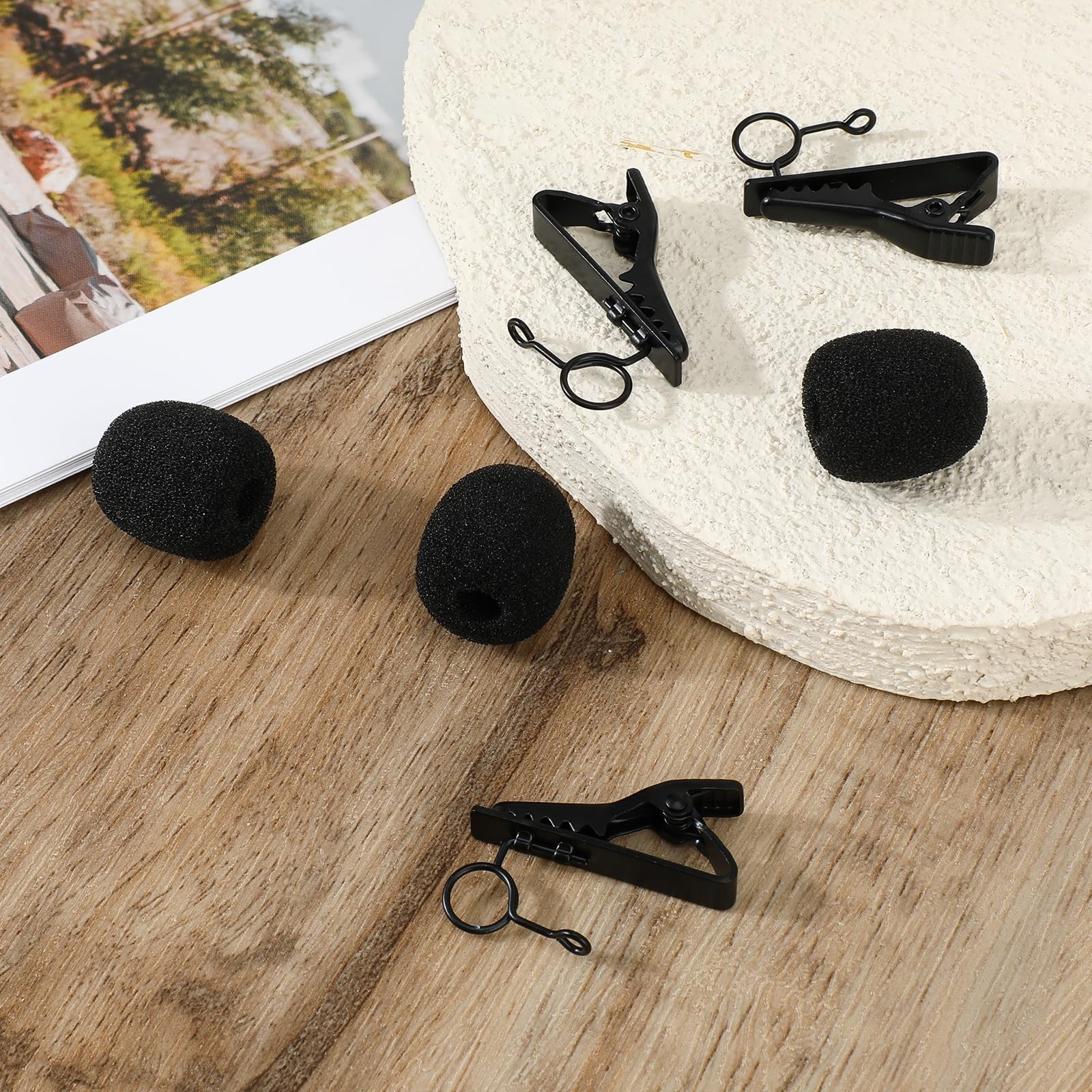Lavalier Microphone Clip Metal Tie Clips with Lapel Mic Windscreen Foam Covers