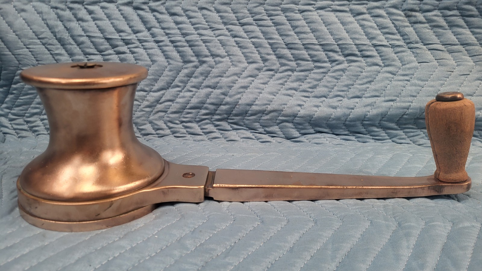 Vintage Bronze Sailboat Winch With Attached Handle 6" Bace Classic Boat Parts