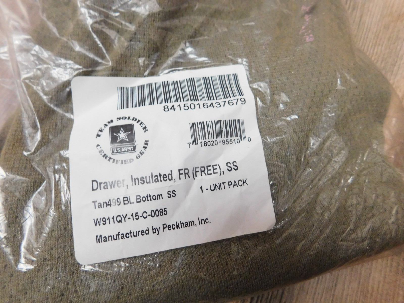 US ARMY FREE TAN INSULATED FLAME RESISTANT DRAWERS SIZE SMALL SHORT NEW