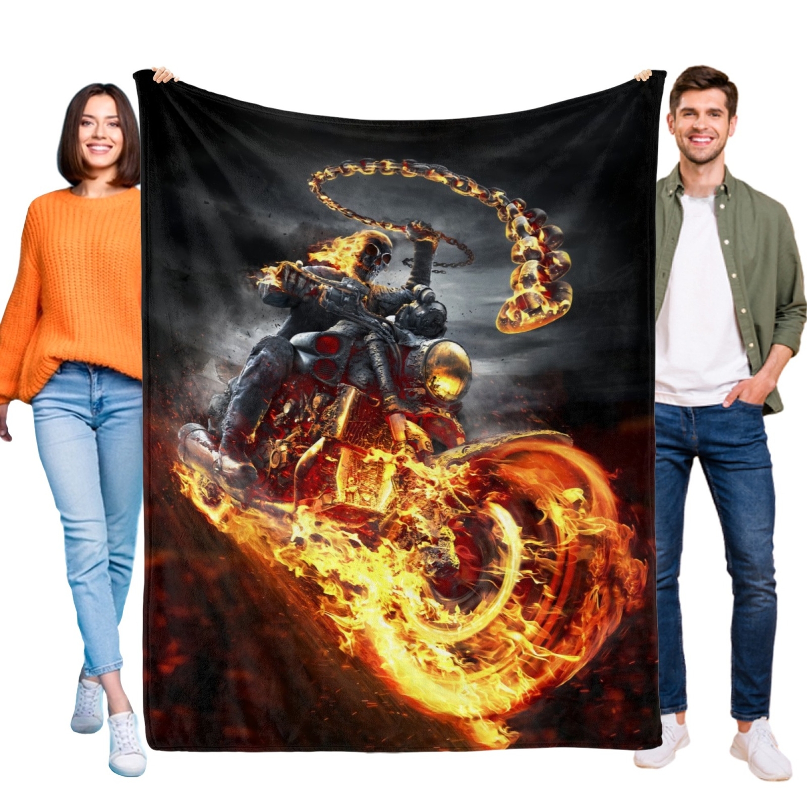 Ghost Rider Blanket Flannel Soft Sofa Bed Throw for Sofa Couch Birthday Gift