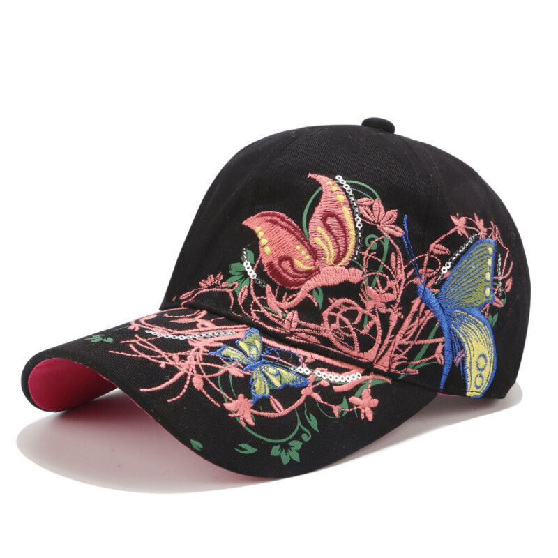 New Women Girls Baseball Cap Embroidery Flower Butterfly Snapback Hat Casual Cap