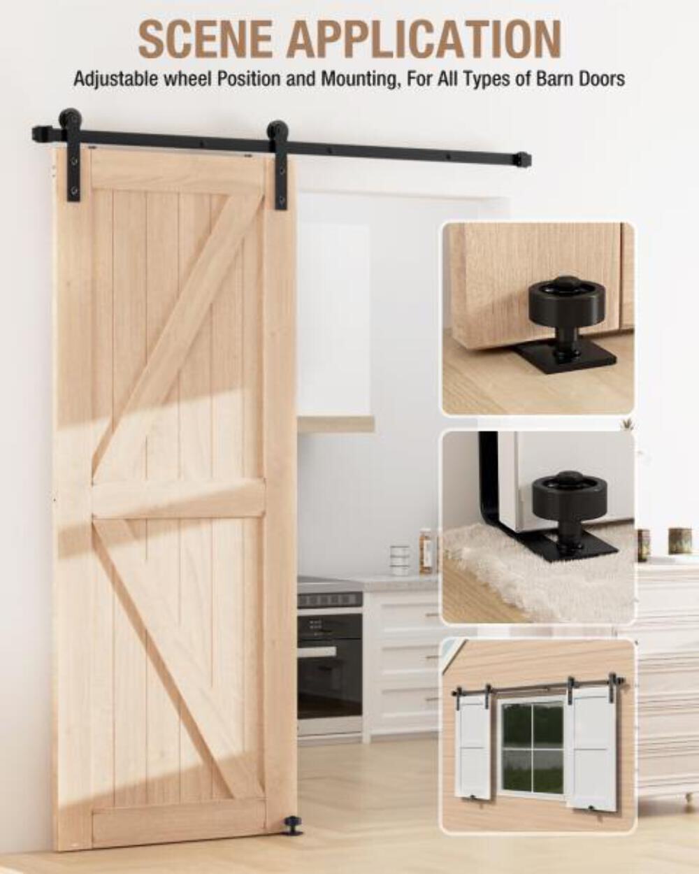 WINSOON Sliding Barn Door Floor Guide Wall Mounted Hardware for Flush Bottom Adj