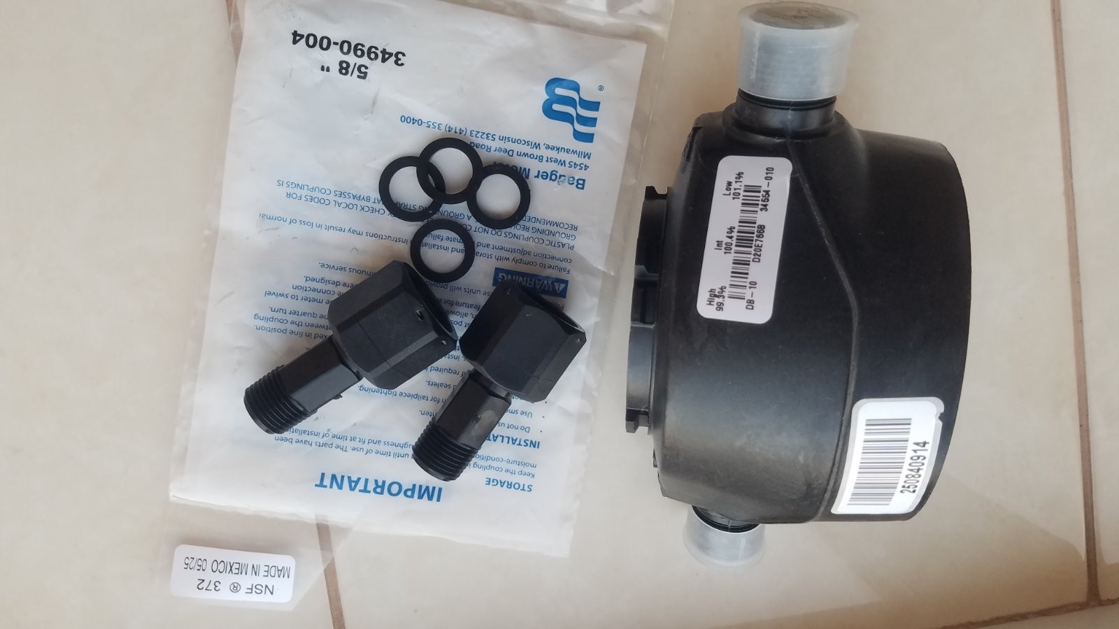 badger meter M25 Plastic Water Meter NSF61 Base With Couplings