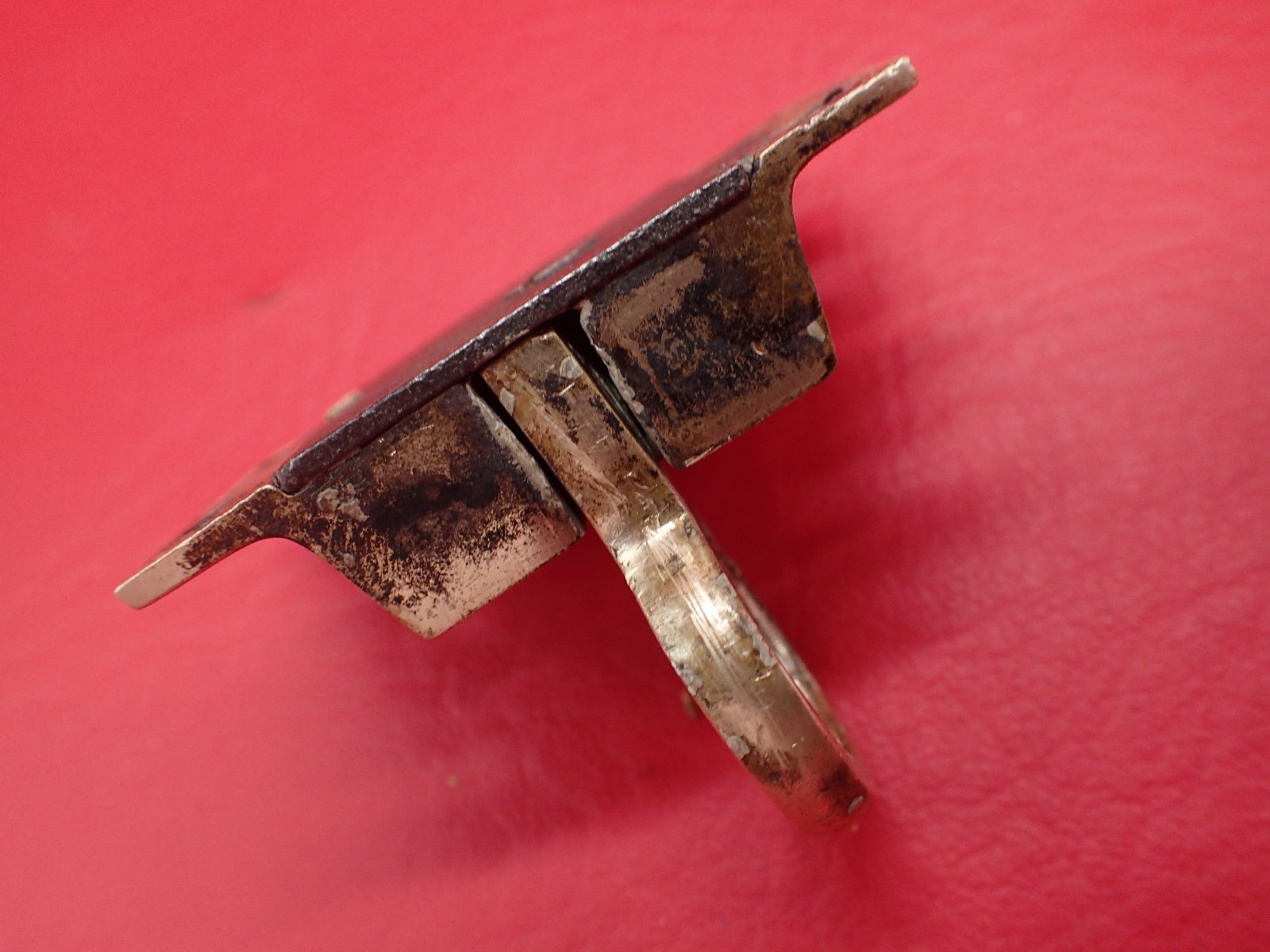 2 Antique Cabinet Cupboard Loop Slide Latch Latches Steel Brass Plate Hardware