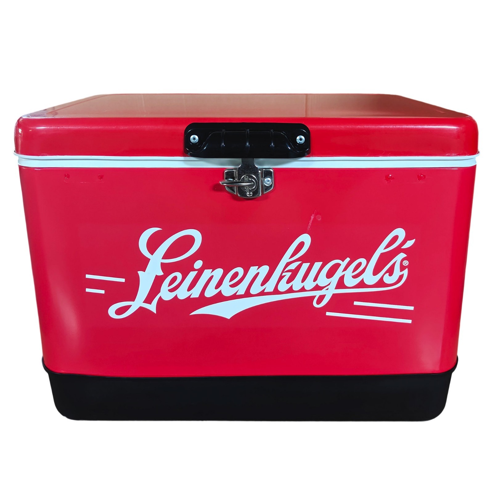 Classic Retro Red Metal Cooler, 54-Quart Large Capacity Ice Bucket for Beach