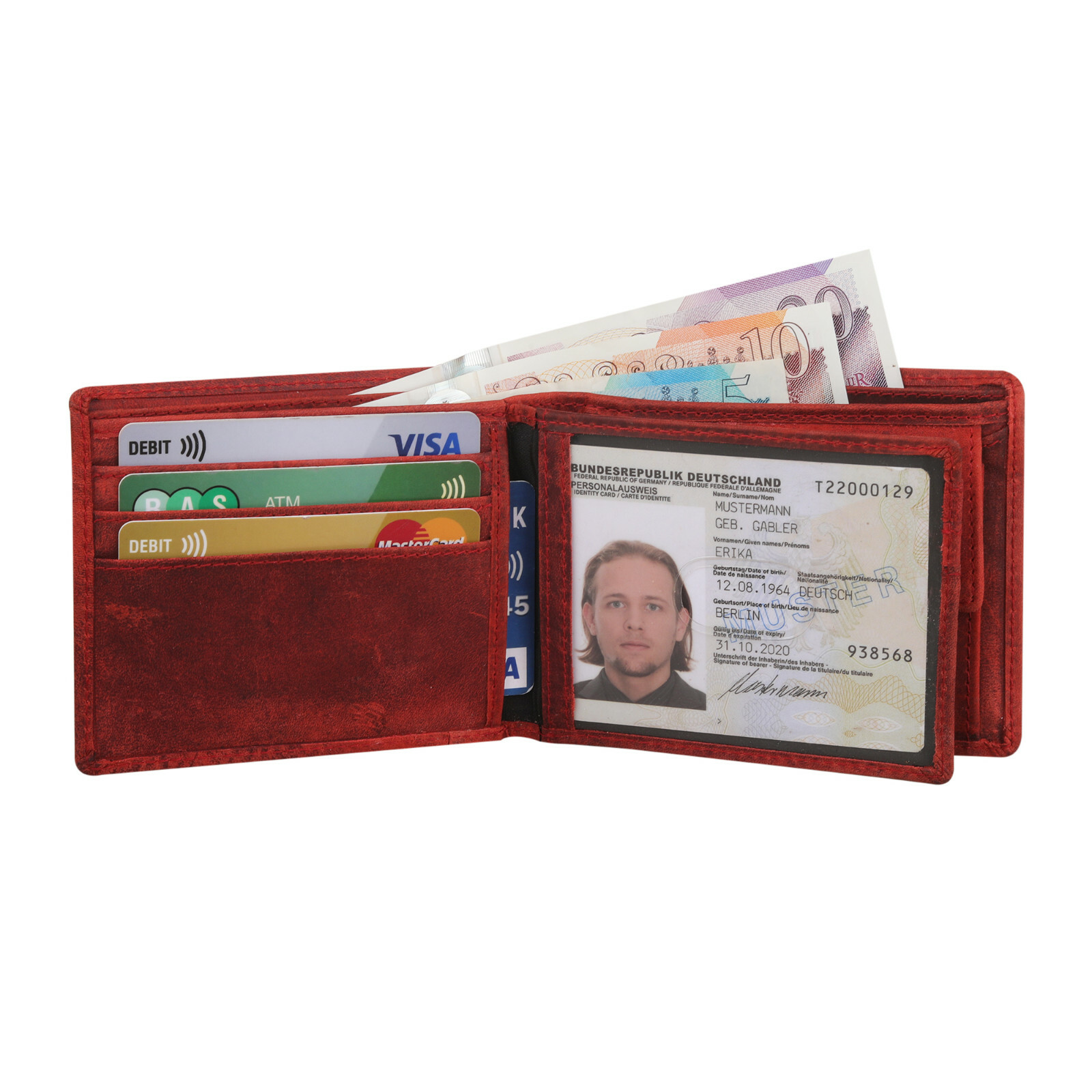 STARHIDE Genuine Distressed Hunter Leather RFID Blocking Coin Pocket Wallet