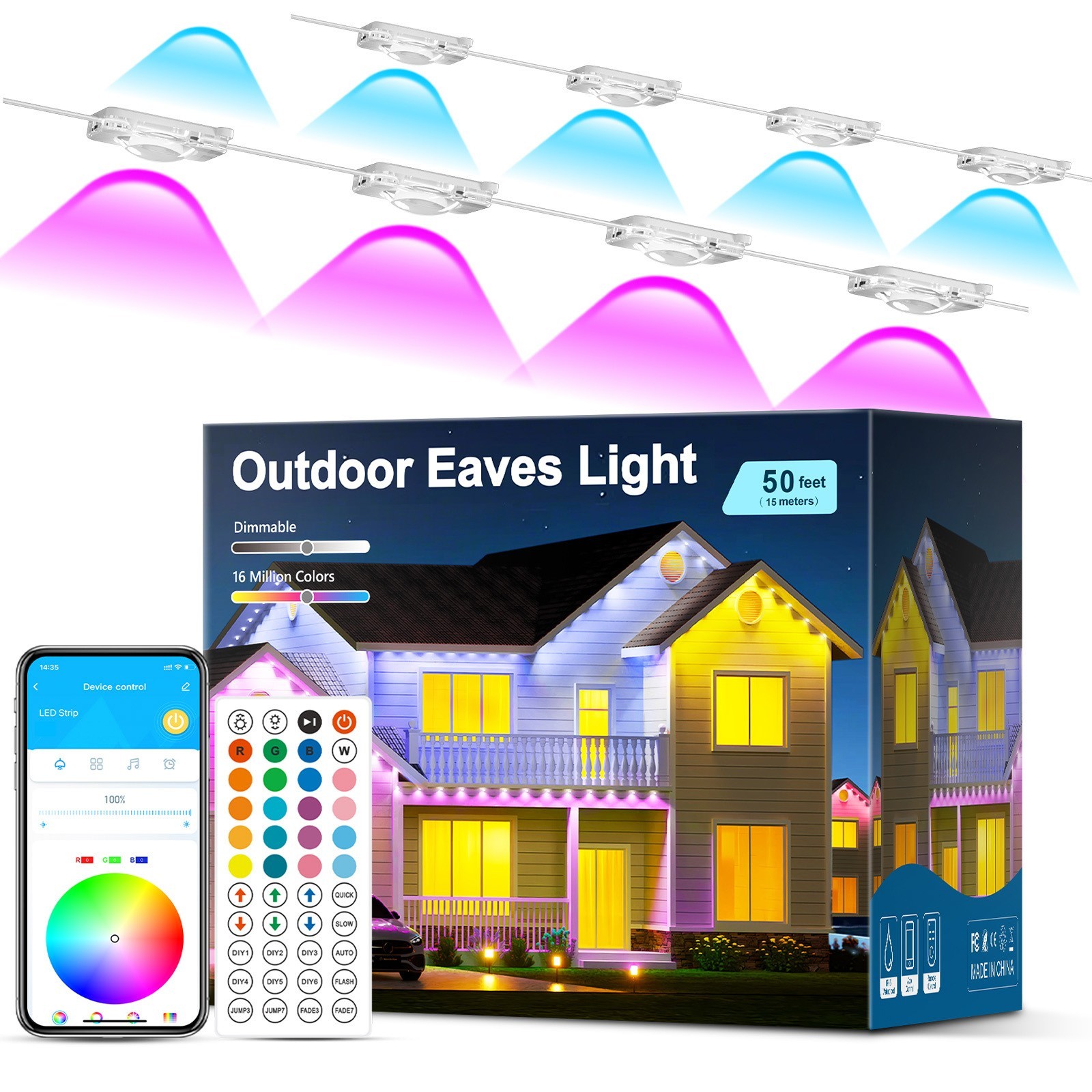 200Ft Permanent Outdoor Lights for House, App & Remote Control, RGB Smart Eaves