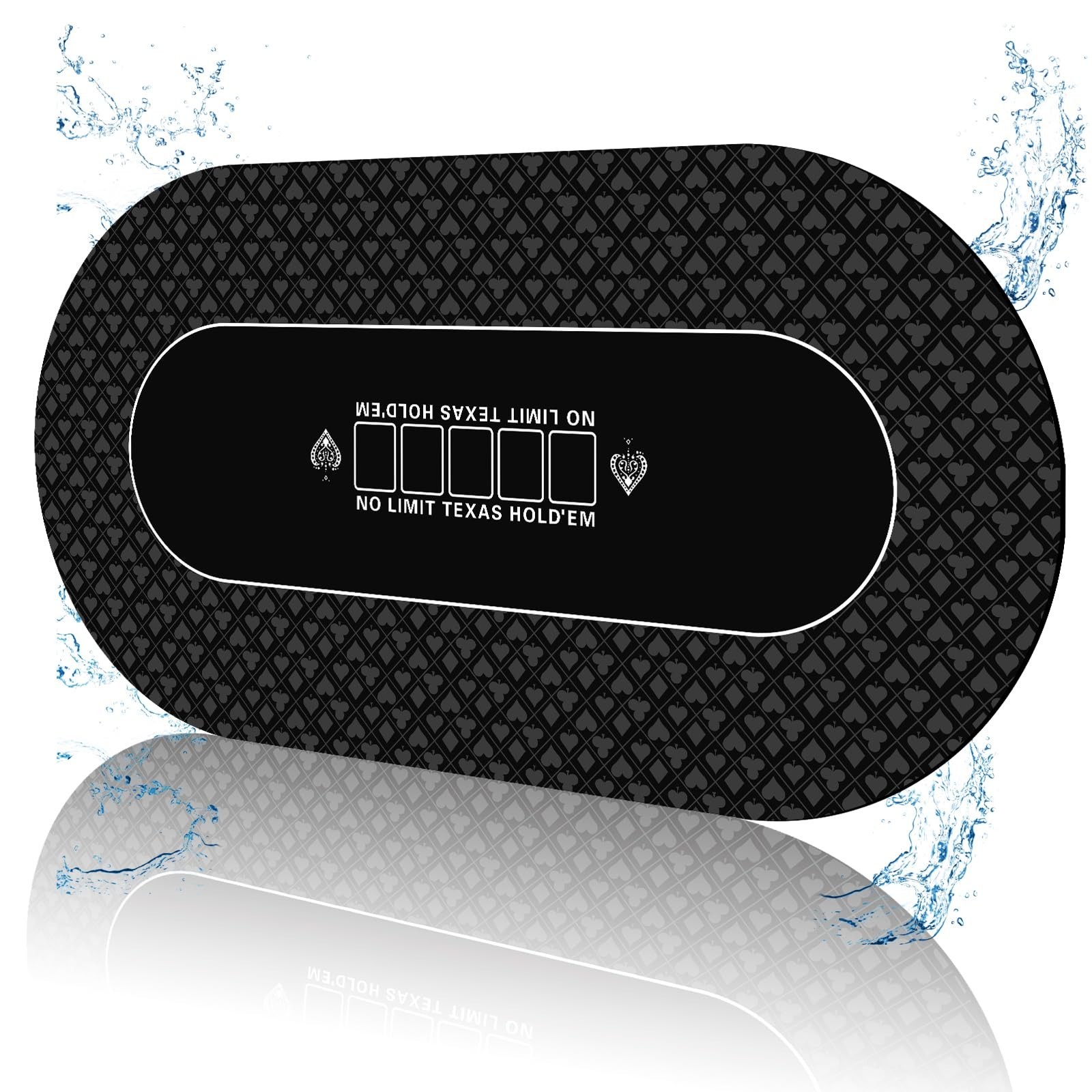 Waterproof 70 x 35 Inch Texas Hold'em Poker Mat for Table, Portable Poker Tab...