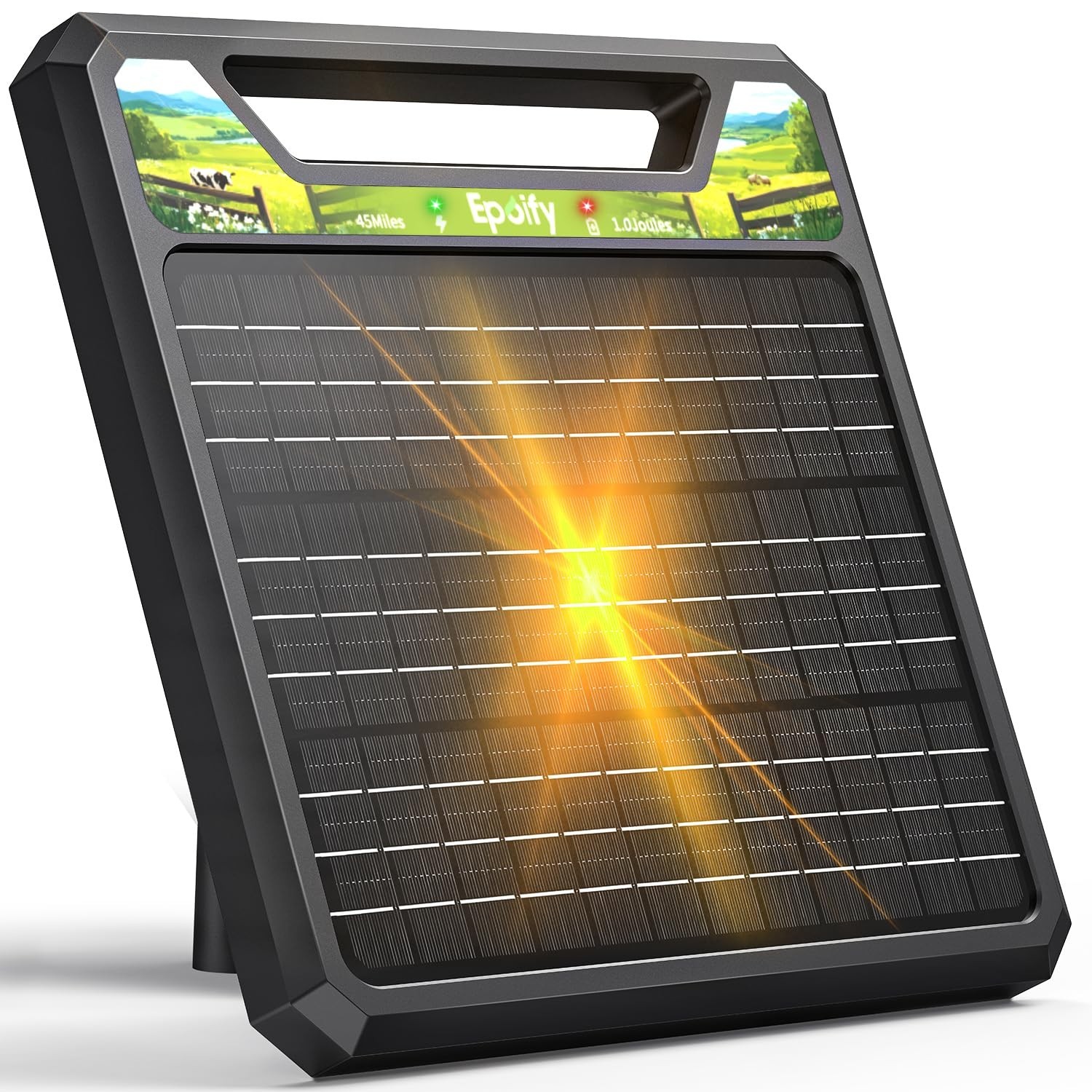 Solar Electric Fence Charger, Epoify LD03, 1 Joule, 45-Mile for Livestock | 8W..