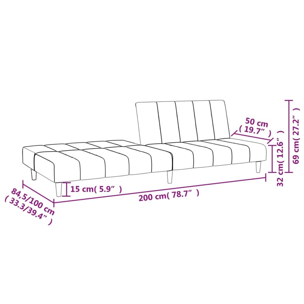 Sofa Bed Black Velvet 2-Seater Convertible Changes form easily