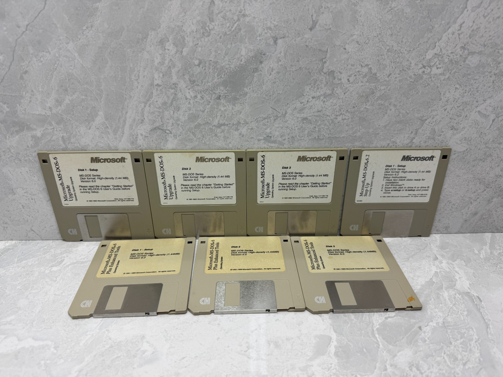 Microsoft MS-DOS 6 & 6.2 Setup Disks Lot (7) – 3.5" Floppy HD 1.44MB Vintage