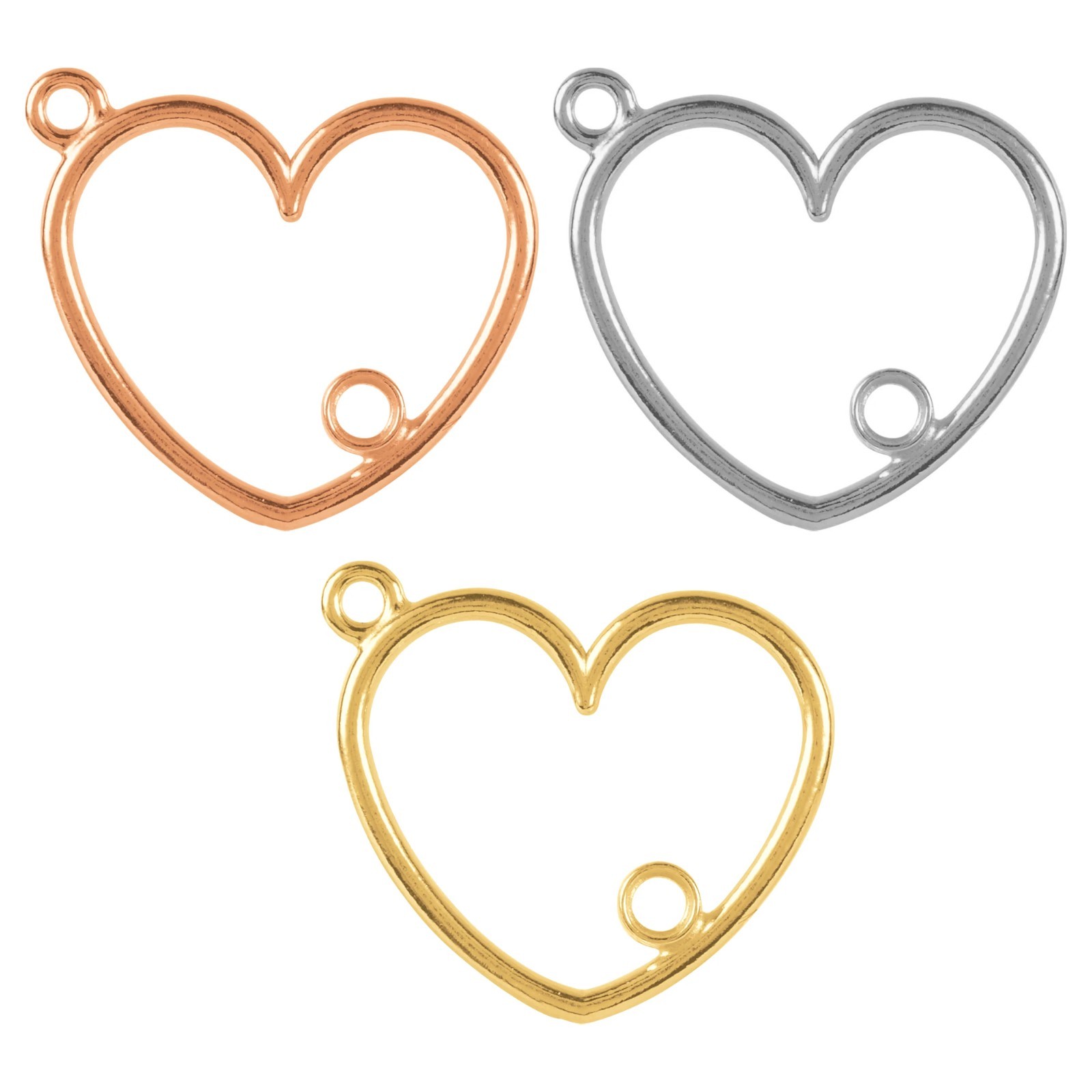 14K Gold & Silver 1.75 mm Round Left Heart Dangle